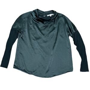 Melissa Nepton Tuckernuck Green Mixed Media Long Sleeve Top Women's Size XS